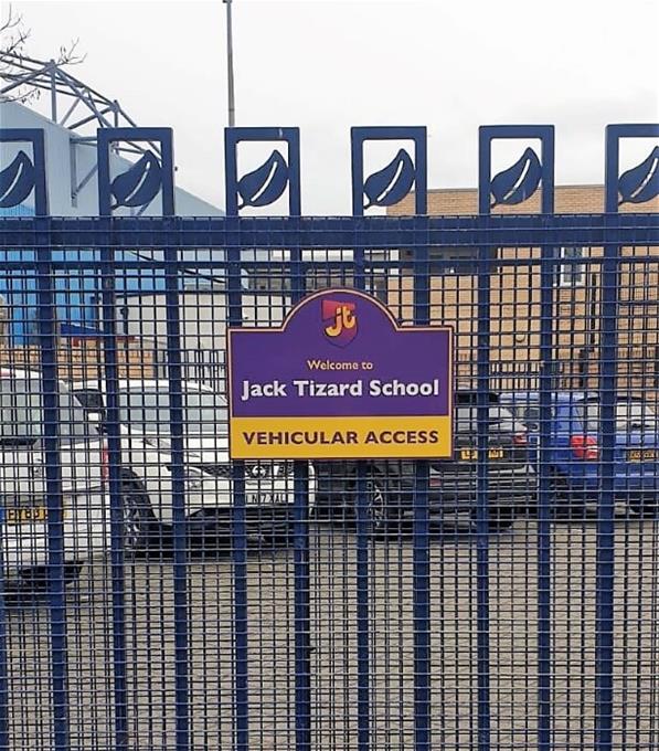 Jack Tizard School fence sign